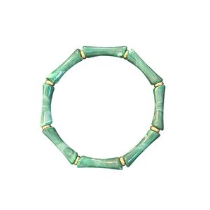 Vintage Marbled Acrylic Malachite Bamboo Bracelet